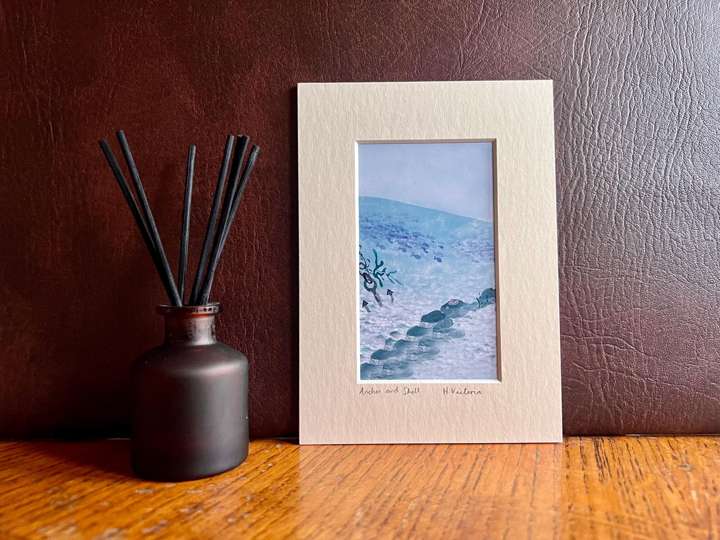 Anchor and Shells Art Print – Small Nautical Home Accent in Calm Blue