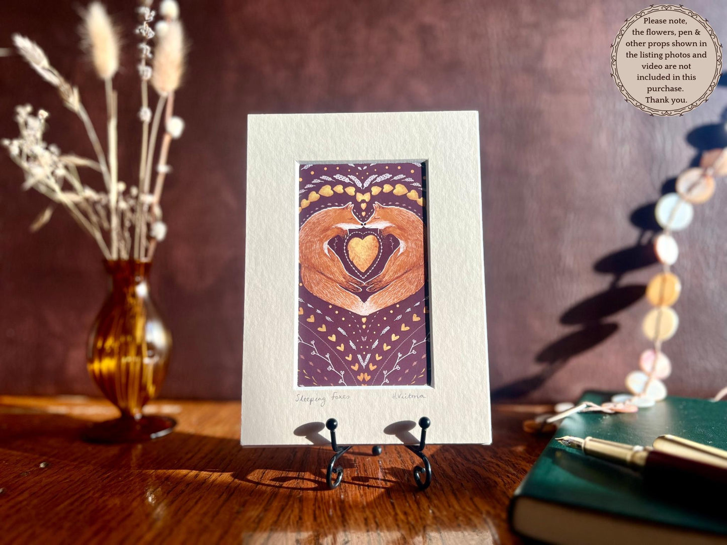 Sleeping Foxes Art Print & Blue Whales Meaningful Card – Romantic Woodland and Ocean Gift Set