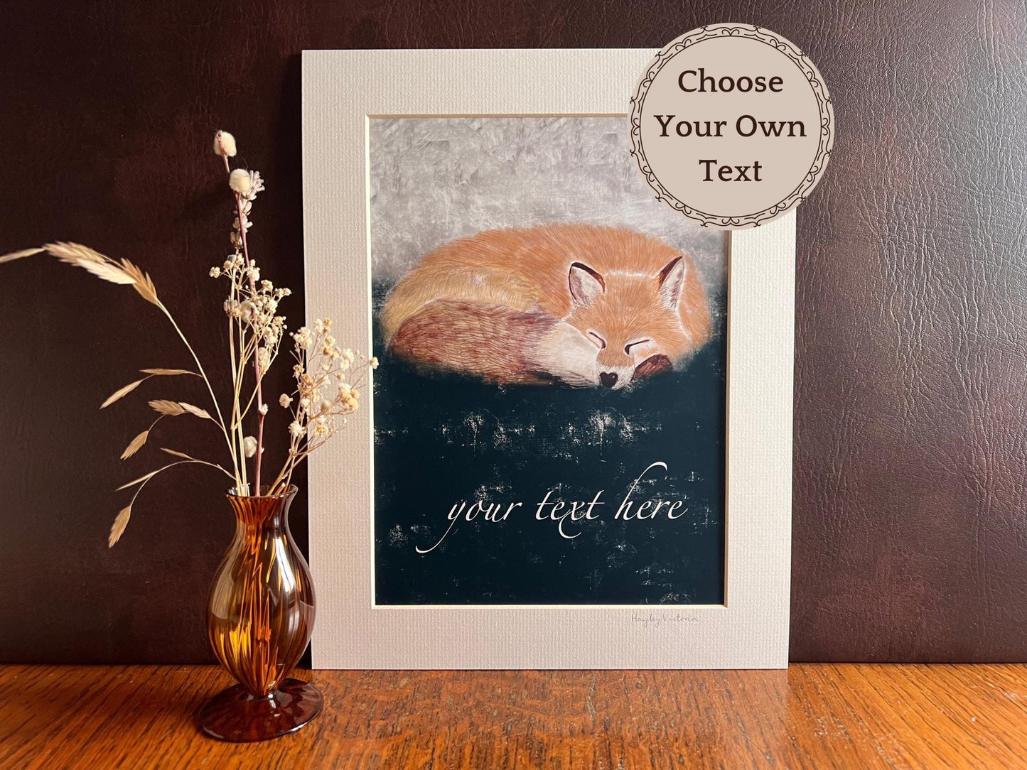 Personalised A4 Fox Art Print - Illustrated Woodland Animal Wall Art with a Custom Name or Date