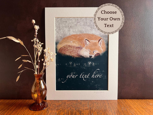 Personalised A4 Fox Art Print - Illustrated Woodland Animal Wall Art with a Custom Name or Date
