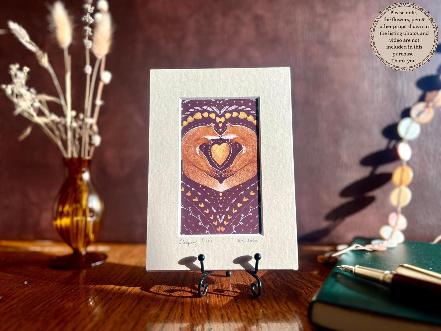 Sleeping Foxes Art Print & Minimalist ‘Us’ Card – Modern Woodland Gift Set for Partner