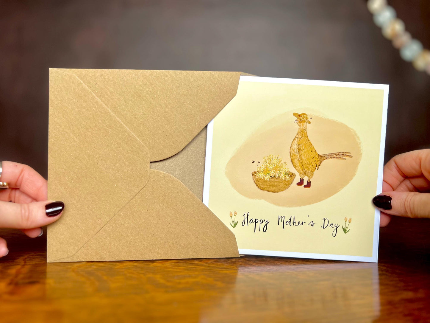 Fun Pheasant Greeting Card for Mum or Grandma – Illustrated Mother’s Day or Birthday Card, Blank Inside