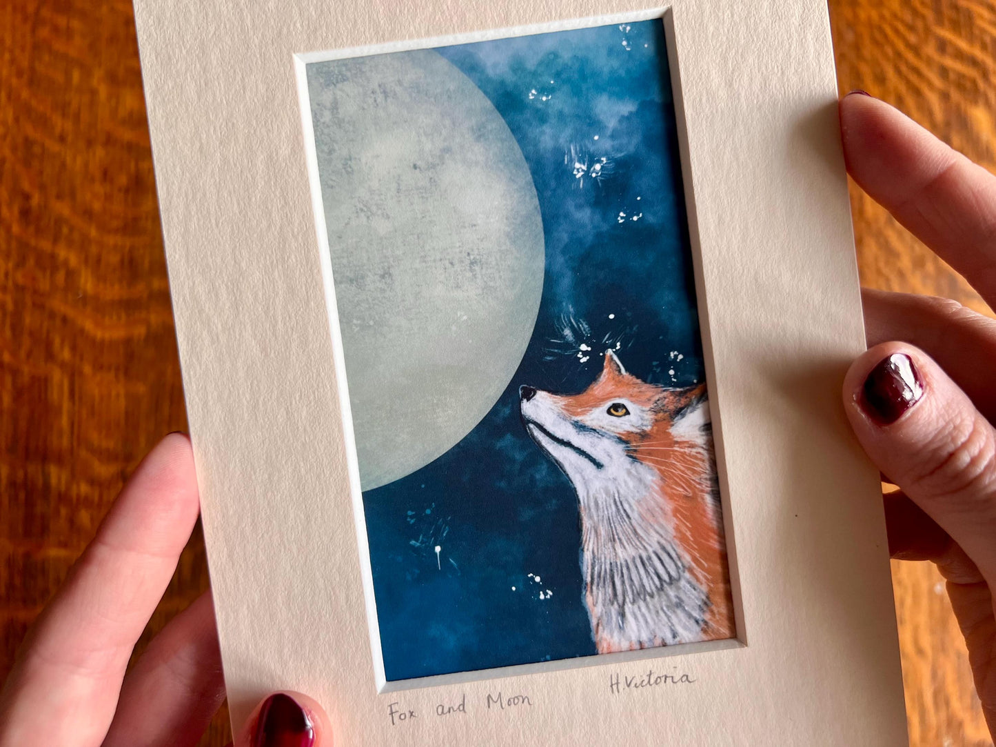 Moongazing Fox Art Print & Sleeping Fox Card – Ethereal Woodland Animal Gift Set with Night Sky Illustration
