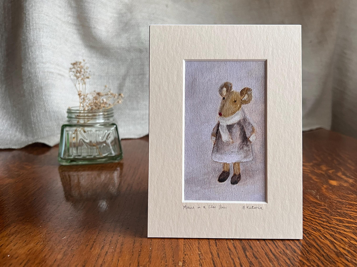 Mini Art Print – Mouse in Lilac Dress | Nursery & Gift Art by Hayley Victoria