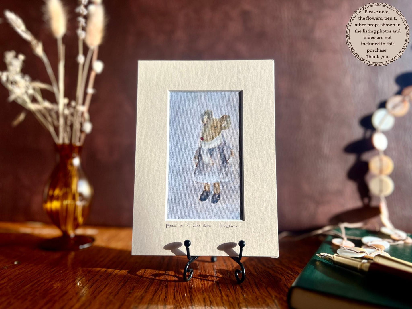 Mini Art Print – Mouse in Lilac Dress | Nursery & Gift Art by Hayley Victoria