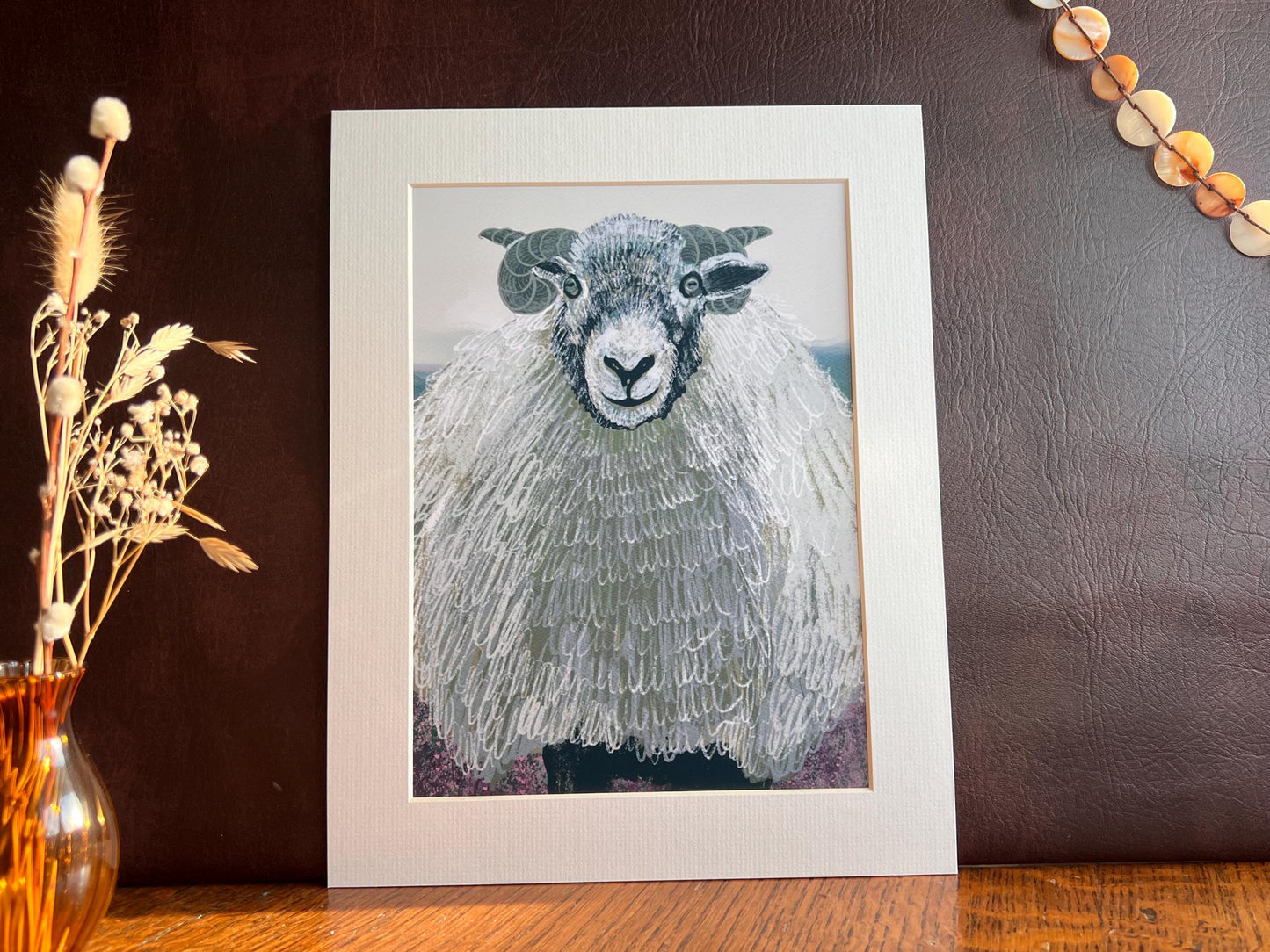Swaledale Sheep Art Print – Close-Up Sheep Illustration – Fun Countryside Wall Art for Rustic Interiors