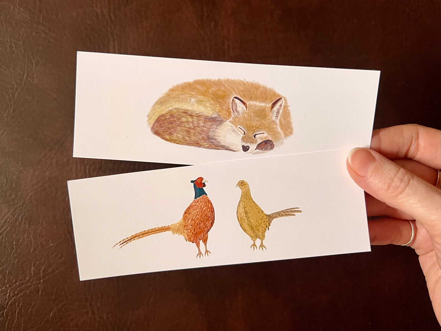 British Countryside Bookmark Set – Handmade Illustrated Bookmarks | Sleeping Fox & Two Lovely Pheasants Designs (Copy)