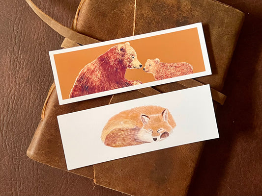 Autumn Woodland Bookmark Set – Handmade Illustrated Bookmarks | Sleeping Fox & Two Lovely Bears Designs
