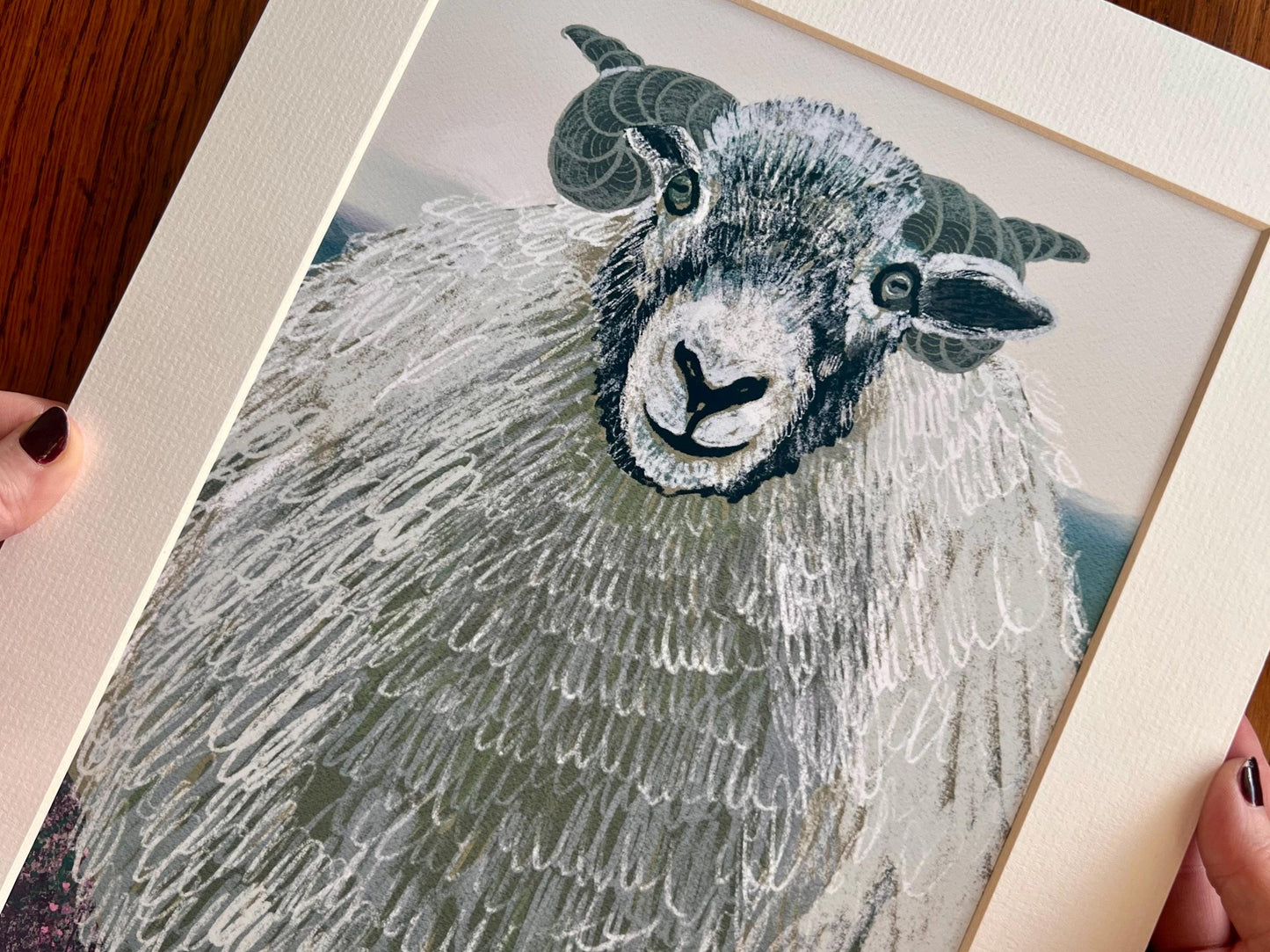 Swaledale Sheep Art Print – Close-Up Sheep Illustration – Fun Countryside Wall Art for Rustic Interiors