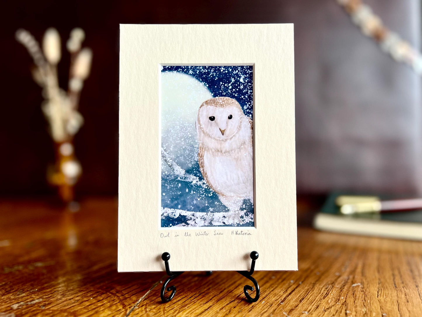 Mini Barn Owl Art Print Illustrated & Handmade by Artist Hayley Victoria | Rustic Home Decor / Small Art Gift
