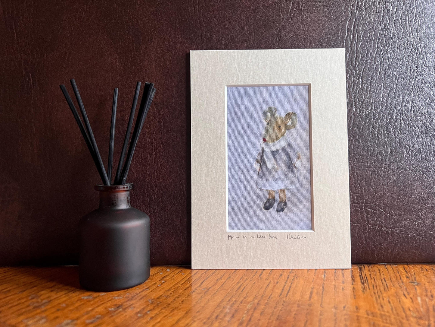 Mini Art Print – Mouse in Lilac Dress | Nursery & Gift Art by Hayley Victoria