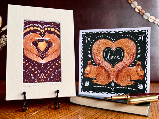 Unique Valentine’s Day Cards with Illustrated Folk Art Designs