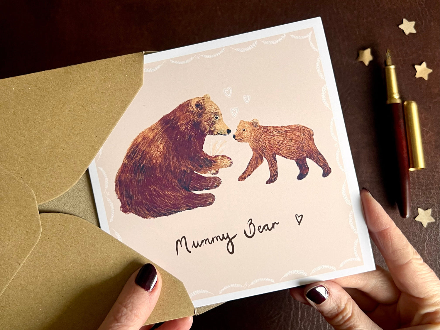 Personalised Mother’s Day card illustrated by an independent UK artist, handcrafted and printed in studio with custom name and message