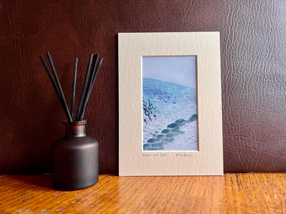 Anchor and Shells Art Print – Small Nautical Home Accent in Calm Blue