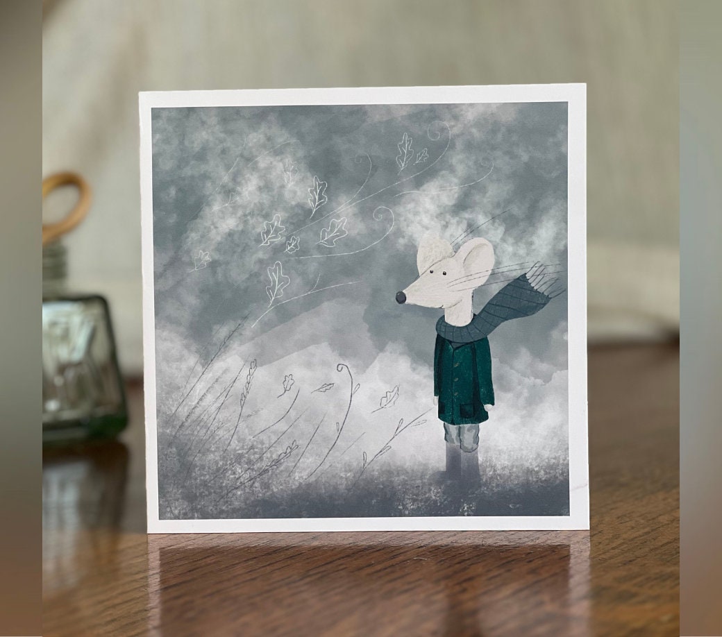 Mouse Art Card - Cute Illustrated Greeting Card for Any Occasion