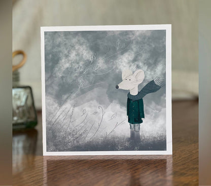 Mouse Art Card - Cute Illustrated Greeting Card for Any Occasion