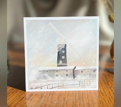 Skidby Windmill Winter Greeting Card – East Yorkshire Landscape – Blank Inside for Christmas, Thank You, or Everyday Notes