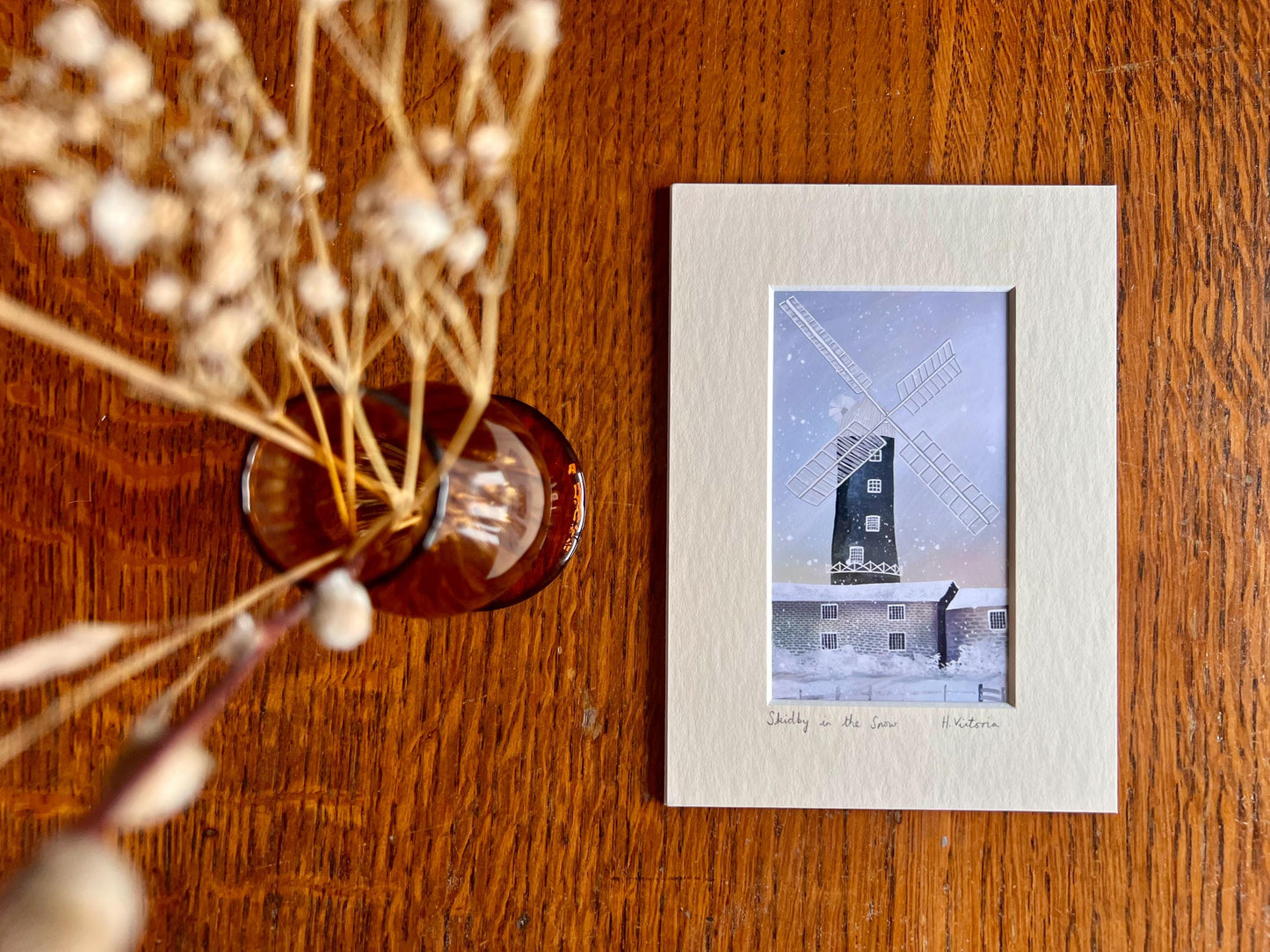 Skidby Windmill in Snow Little Art Print