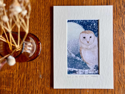 Mini Barn Owl Art Print Illustrated & Handmade by Artist Hayley Victoria | Rustic Home Decor / Small Art Gift