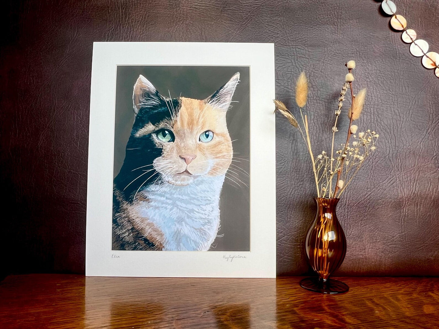 Custom Cat Portrait: Hand-Drawn A4 Art Print in 11”x14” Mount