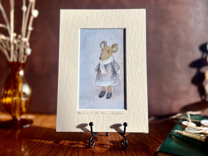 Mini Art Print – Mouse in Lilac Dress | Nursery & Gift Art by Hayley Victoria