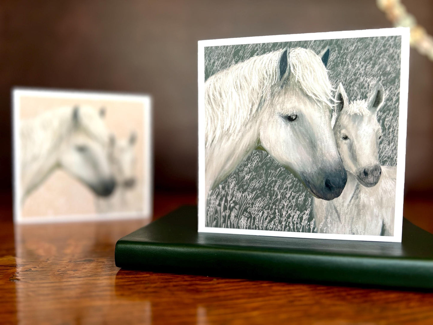 White Horse & Foal Greeting Card