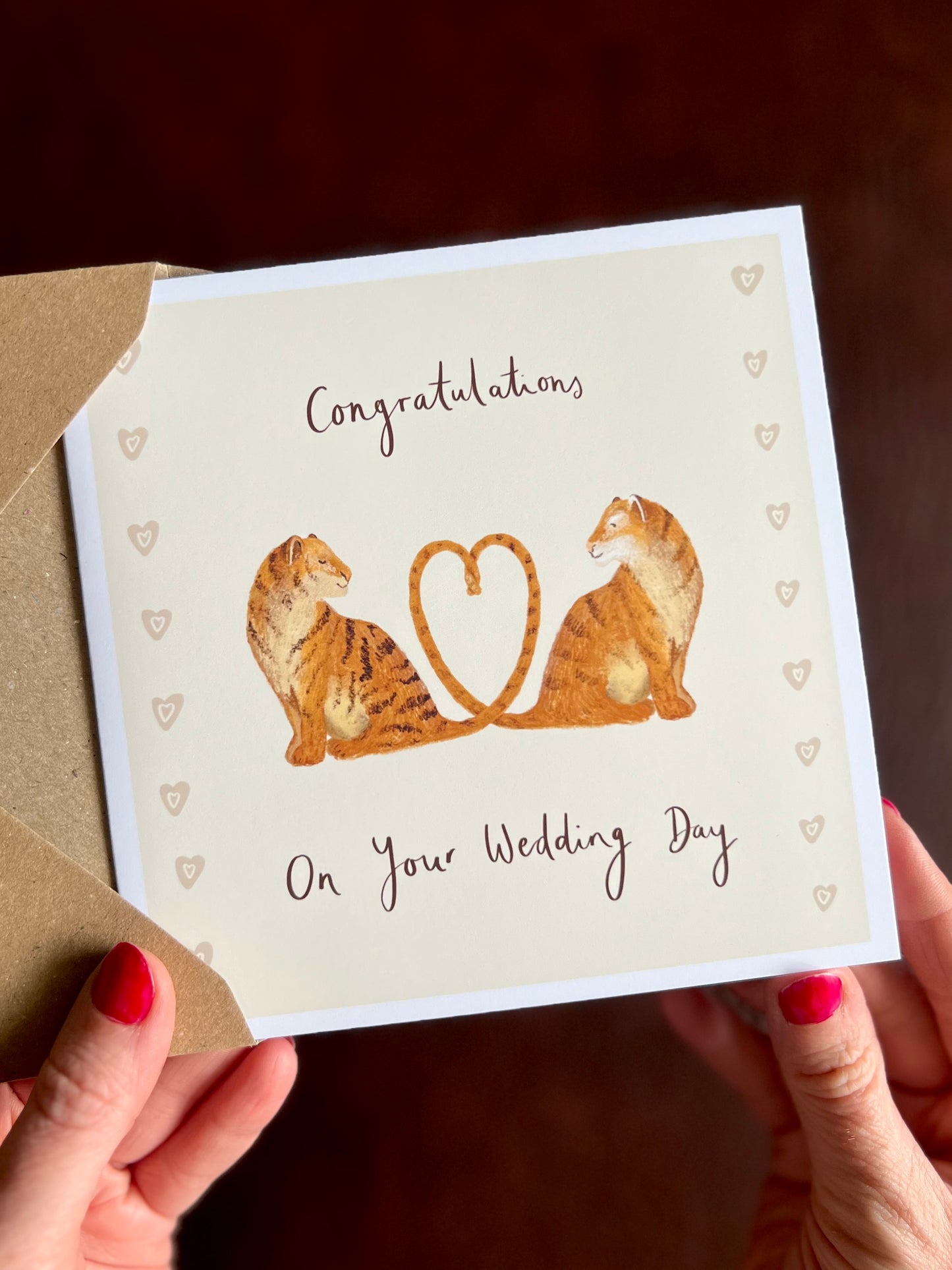 Personalised Tiger Wedding Card | Wedding Card for Couple with Custom Names