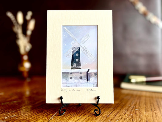 Skidby Windmill Art Print – Snowy East Yorkshire Landmark Illustration