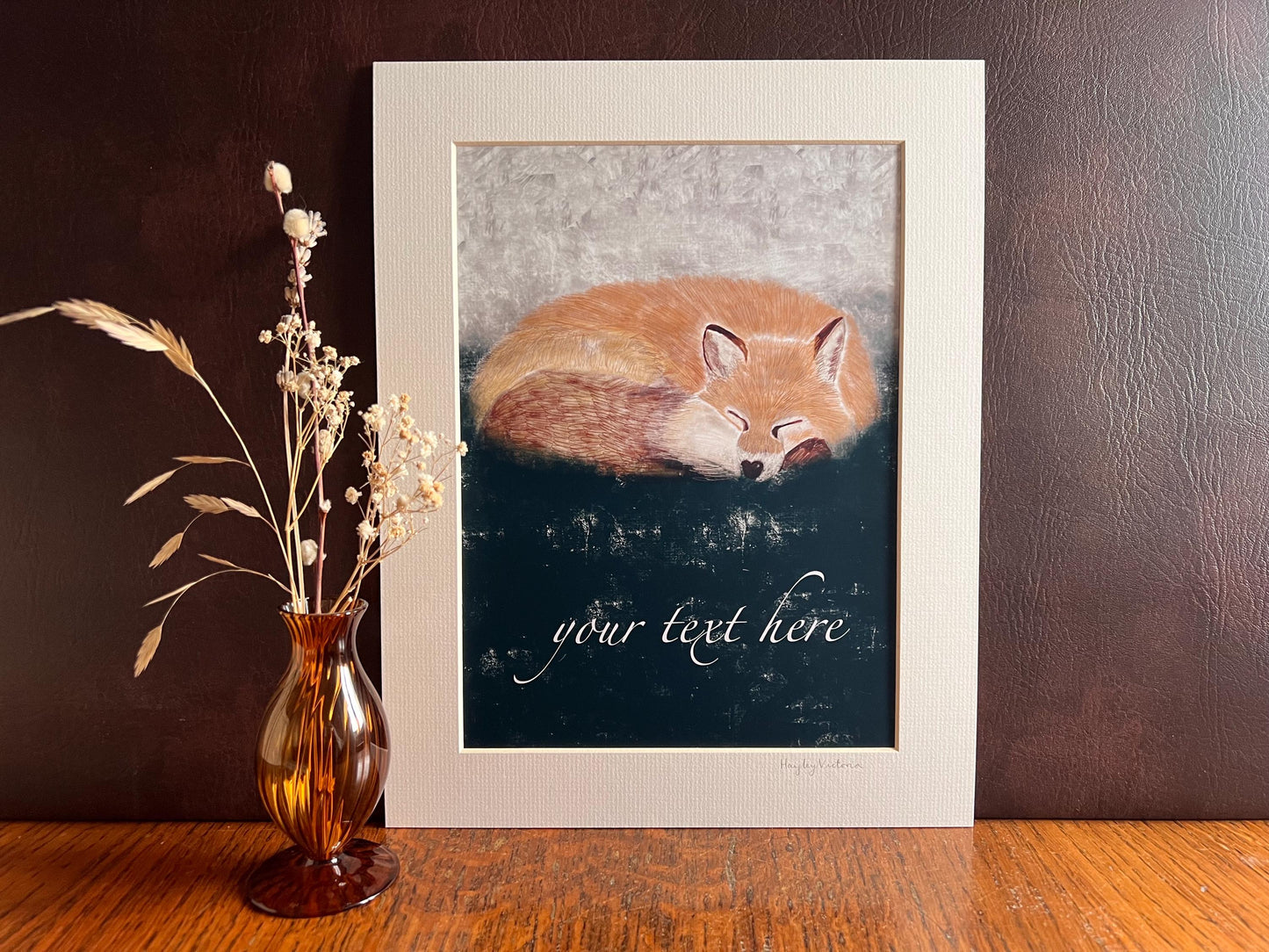 Personalised A4 Fox Art Print - Illustrated Woodland Animal Wall Art with a Custom Name or Date