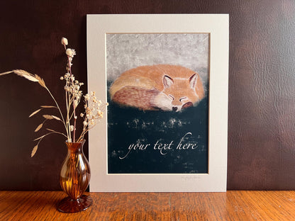 Personalised A4 Fox Art Print - Illustrated Woodland Animal Wall Art with a Custom Name or Date