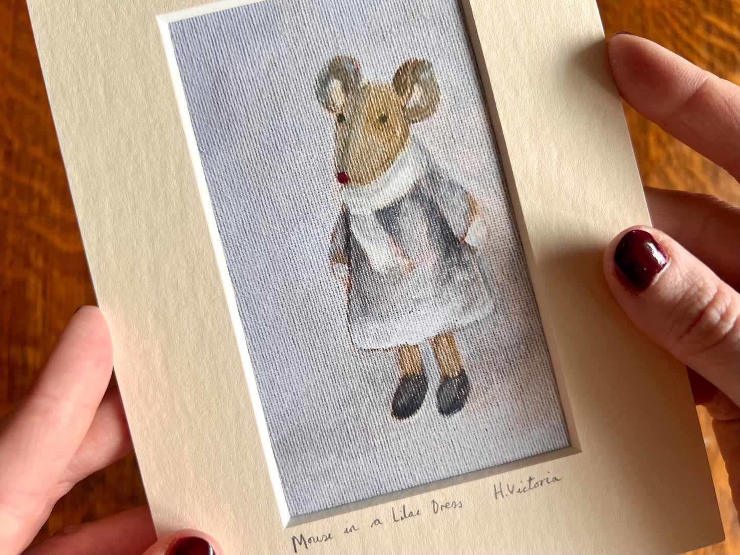 Mini Art Print – Mouse in Lilac Dress | Nursery & Gift Art by Hayley Victoria