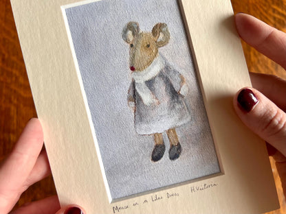 Mini Art Print – Mouse in Lilac Dress | Nursery & Gift Art by Hayley Victoria