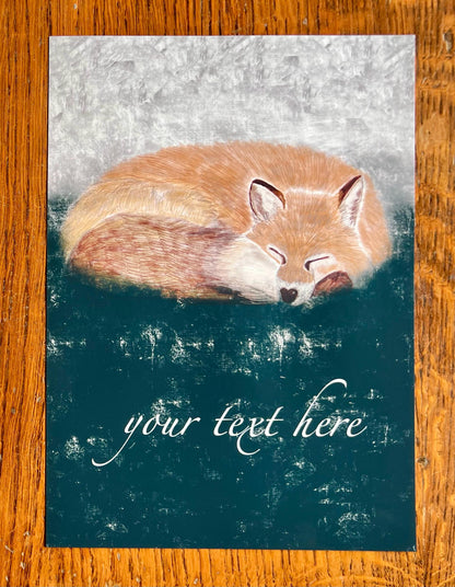 Personalised A4 Fox Art Print - Illustrated Woodland Animal Wall Art with a Custom Name or Date