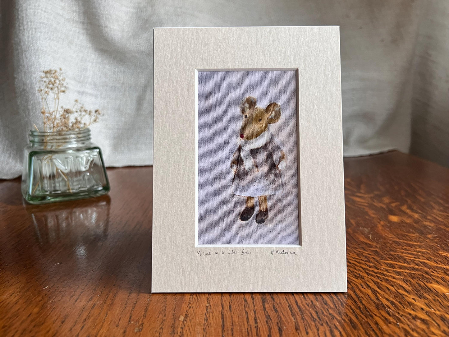 Mini Art Print – Mouse in Lilac Dress | Nursery & Gift Art by Hayley Victoria