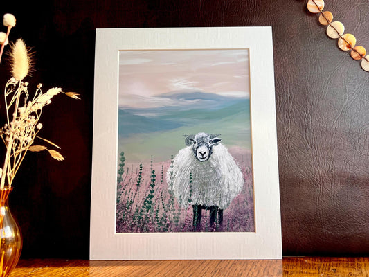 Swaledale Sheep Art Print – Yorkshire Dales Landscape Illustration – Rustic Countryside Animal Wall Art