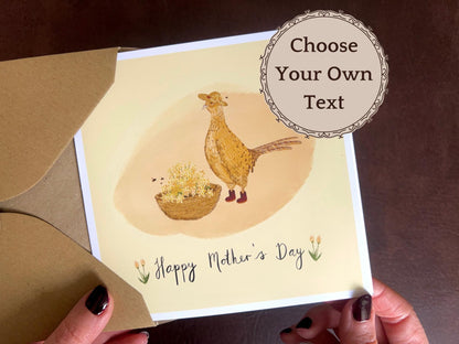 Fun Pheasant Greeting Card for Mum or Grandma – Illustrated Mother’s Day or Birthday Card, Blank Inside