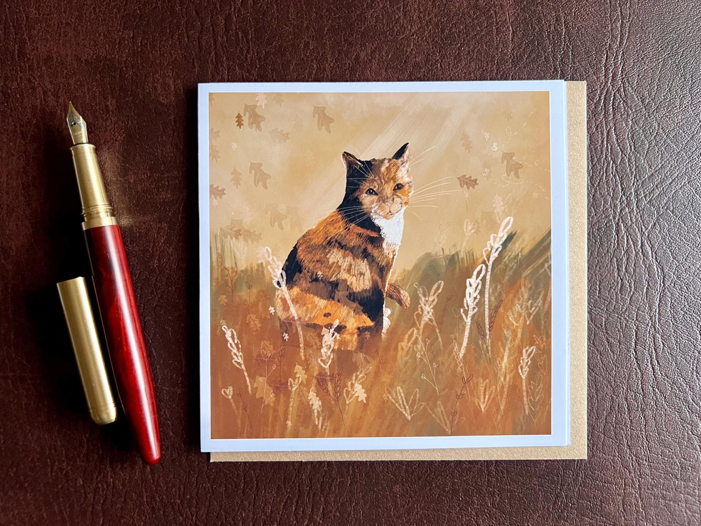 Calico Cat Illustration Greeting Card – Blank for Any Occasion | Value or Premium Options