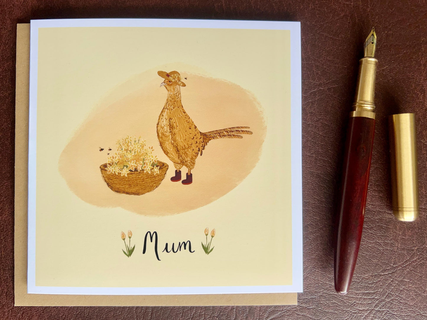 Fun Pheasant Greeting Card for Mum or Grandma – Illustrated Mother’s Day or Birthday Card, Blank Inside