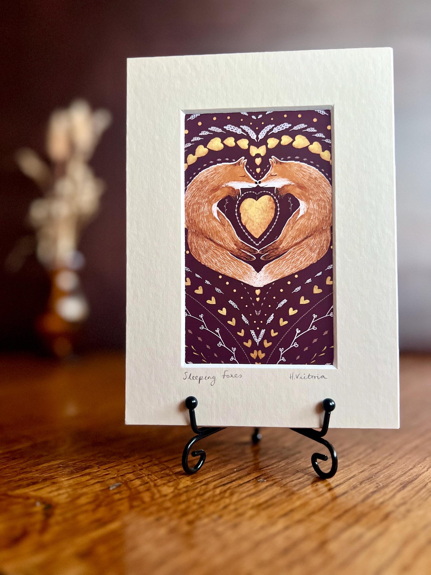 Sleeping Foxes Art Print & Red Squirrels ‘Love’ Card – Unique Woodland Gift Set for Partner