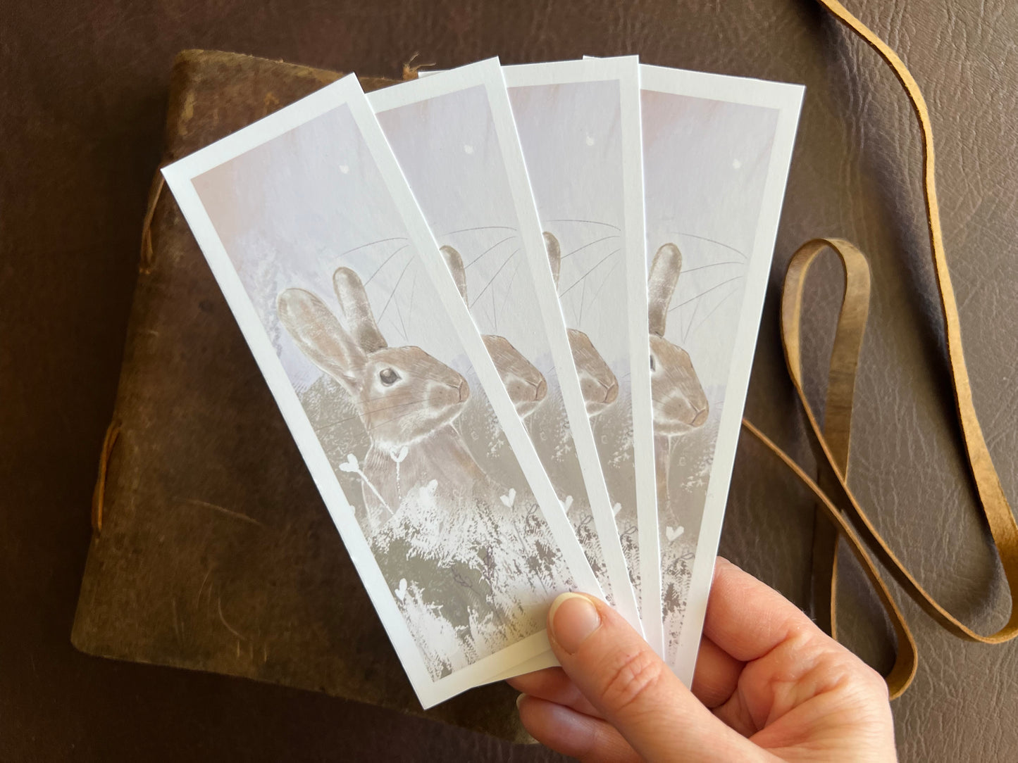 Rabbit Bookmarks - Pink Background (Pack of 4)
