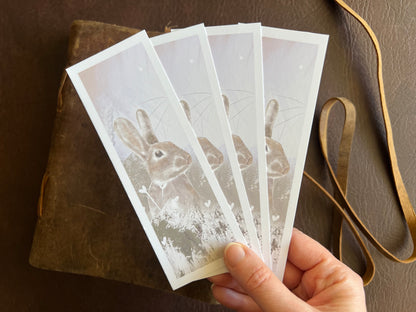 Rabbit Bookmarks - Pink Background (Pack of 4)