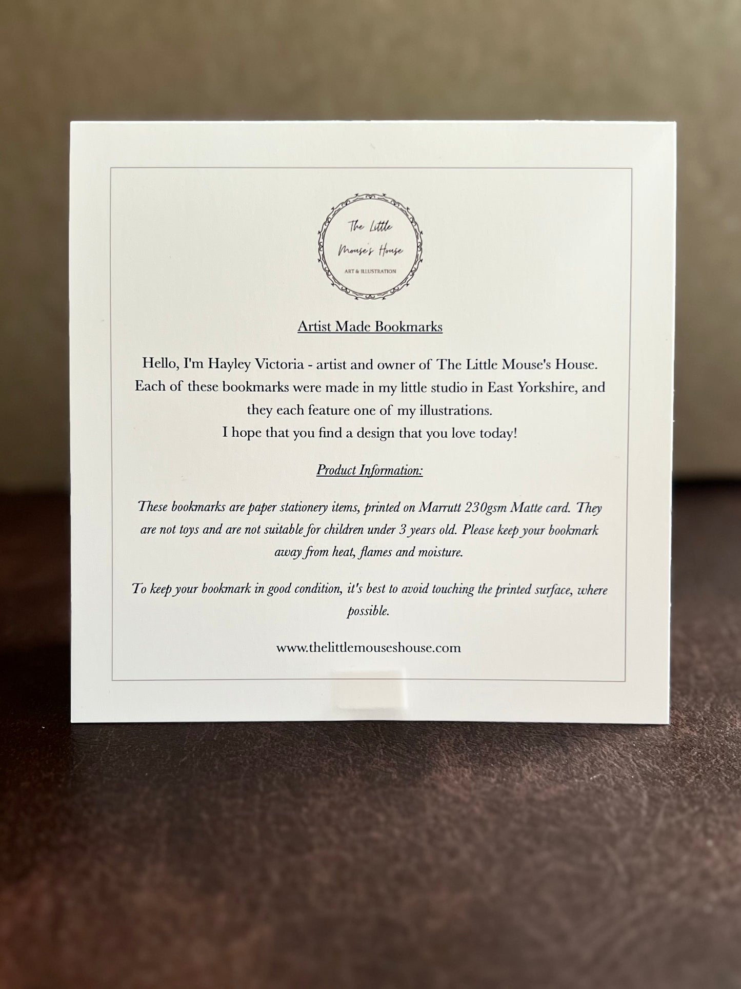 Bookmark Sign - Artist Blurb
