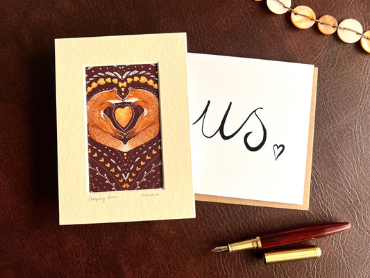 Sleeping Foxes Art Print & Minimalist ‘Us’ Card – Modern Woodland Gift Set for Partner