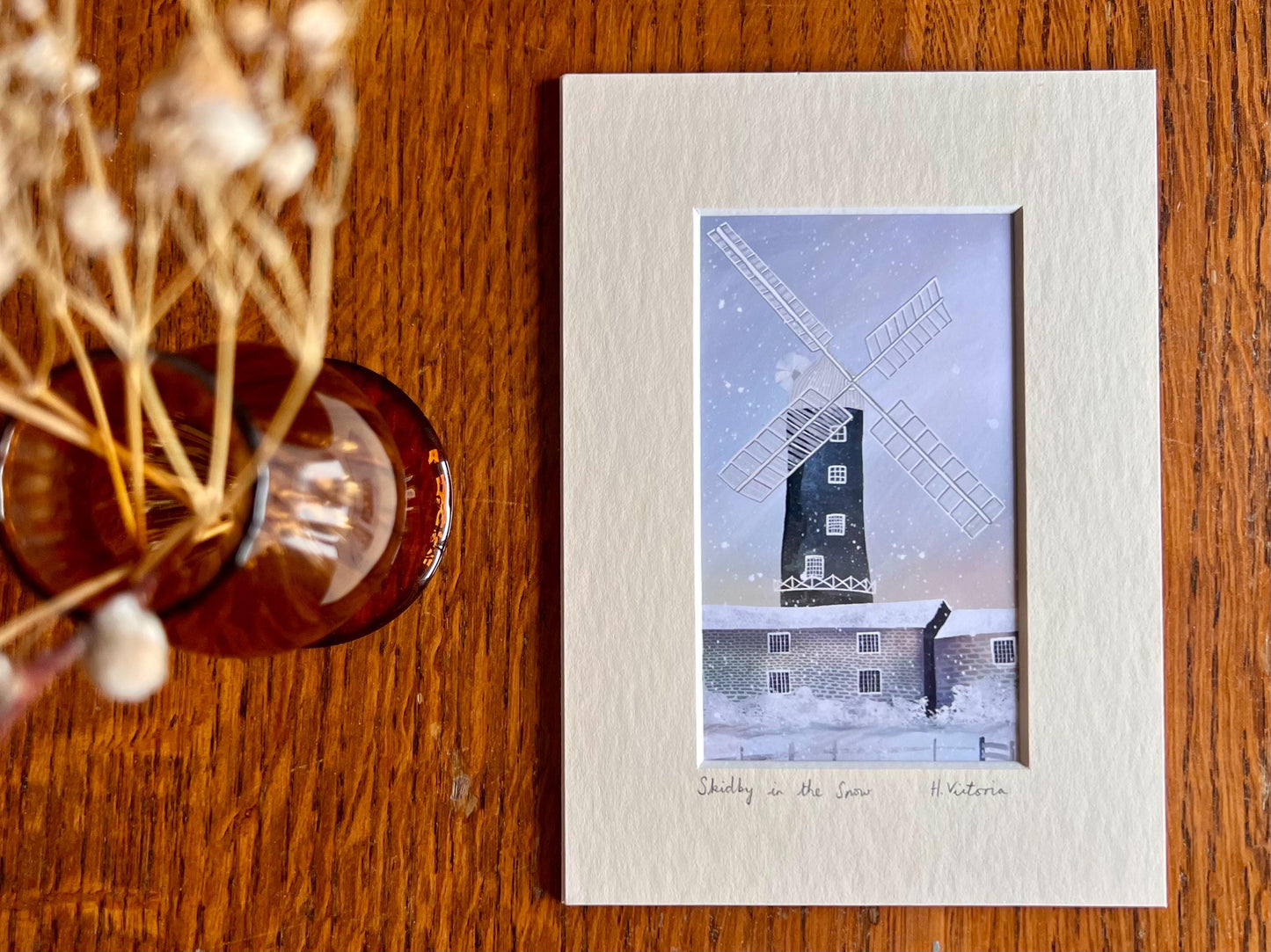 Skidby Windmill in Snow Little Art Print