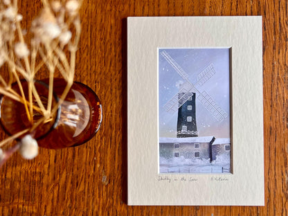 Skidby Windmill in Snow Little Art Print