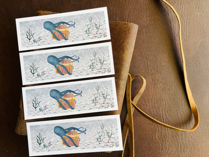 Octopus and Treasure Bookmarks (Pack of 4)