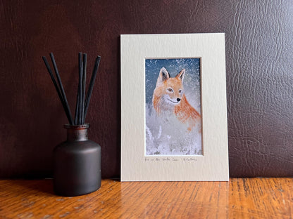 Fox in the Snow Art Print – 5”x7” Mounted Illustration by Hayley Victoria