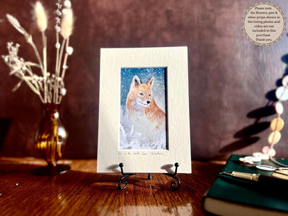 Fox in the Snow Art Print – 5”x7” Mounted Illustration by Hayley Victoria
