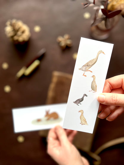 Animal Bookmark Set: Runner Ducks & Baby Bunny