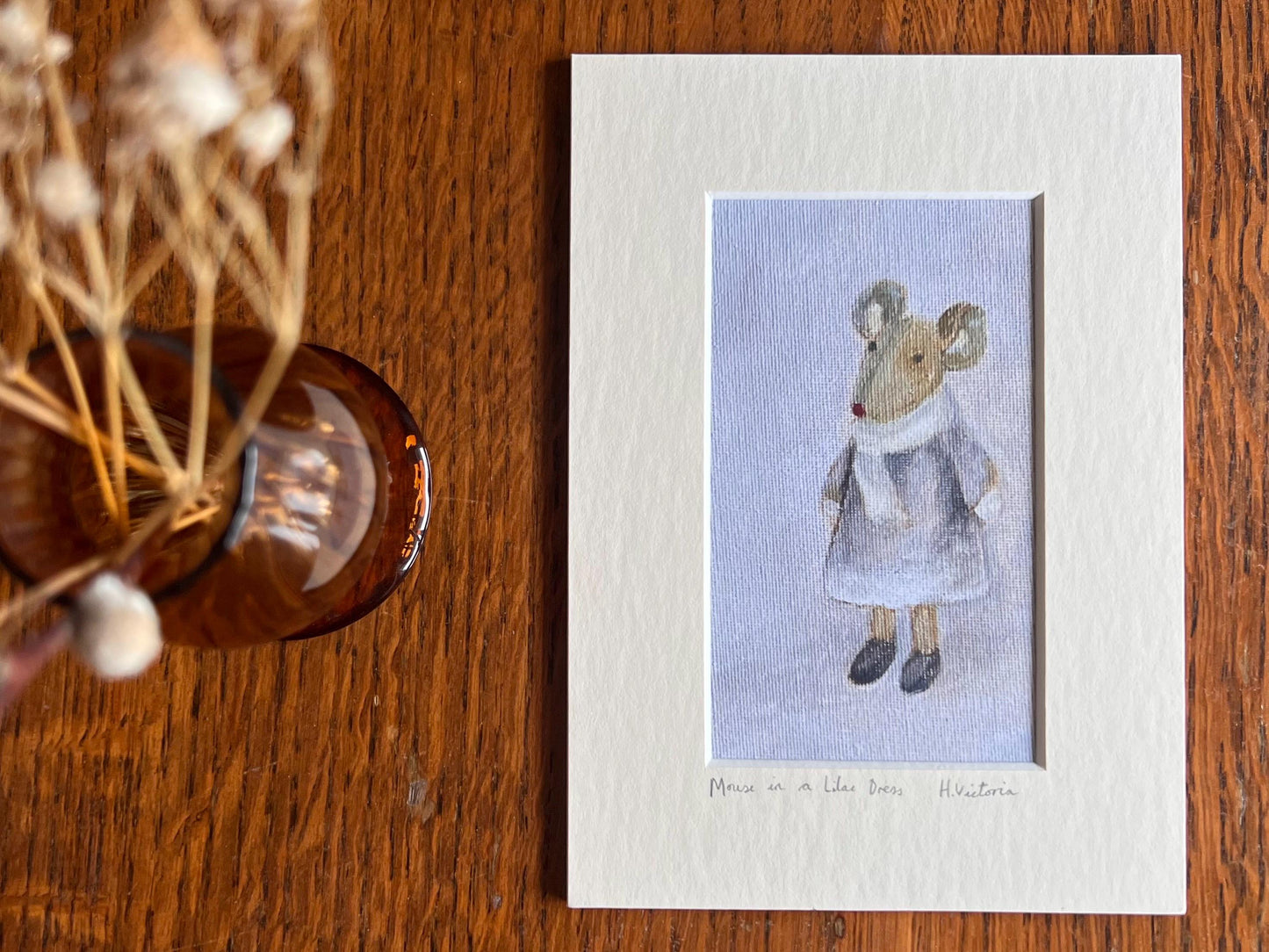 Mini Art Print – Mouse in Lilac Dress | Nursery & Gift Art by Hayley Victoria